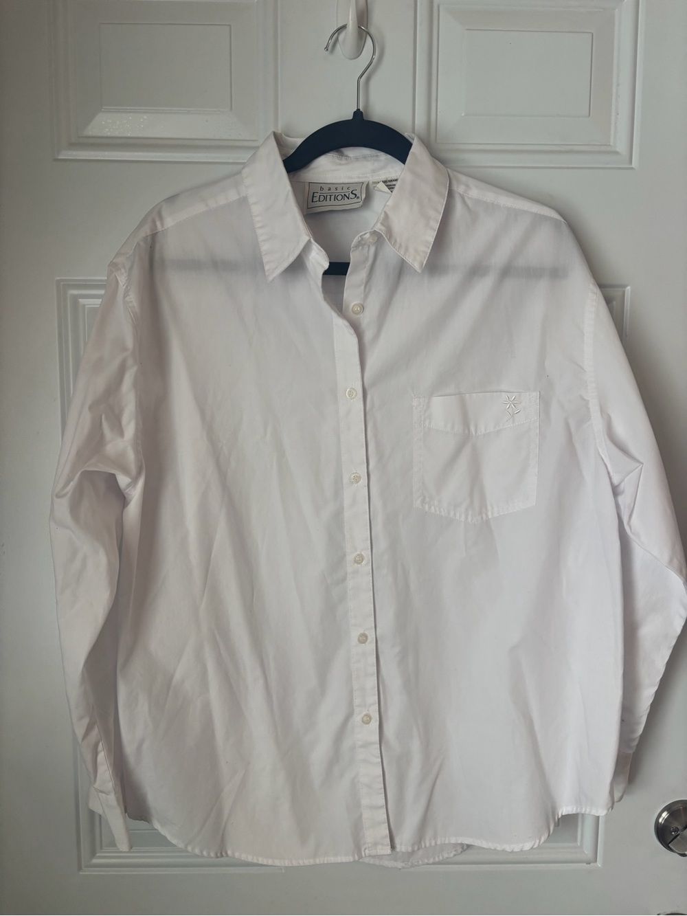 Basic Editions White Women's Button-Down Shirt with Chest Pocket